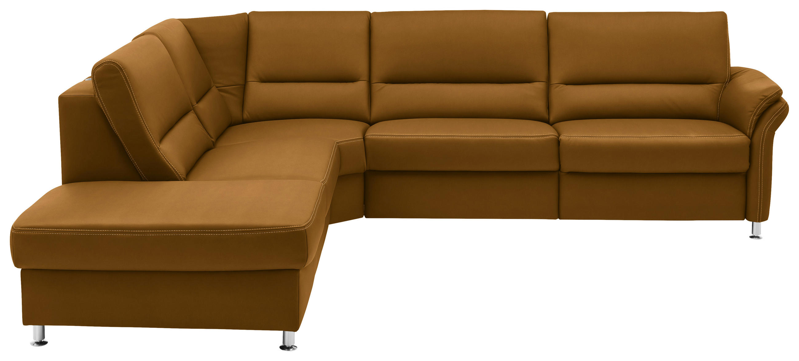 ECKSOFA in Echtleder Currygelb  - Currygelb/Beige, Design, Leder/Metall (249/288cm) - Beldomo Premium