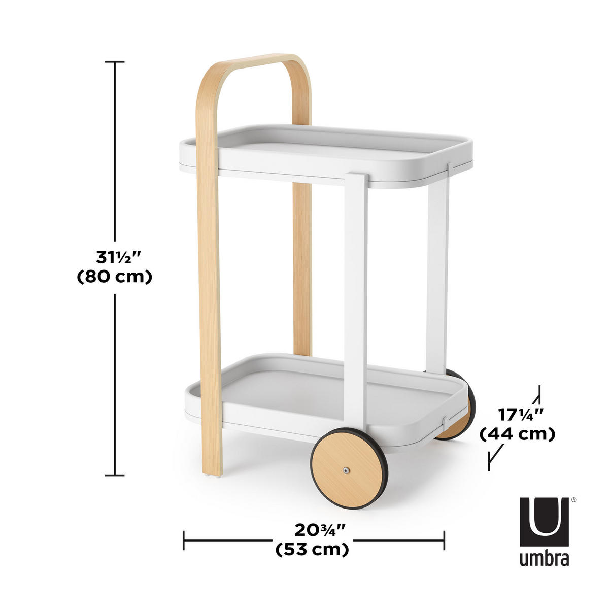 SERVERINGSVAGN i naturfärgad, vit  - vit/naturfärgad, Basics, metall (44/80/50cm) - Umbra