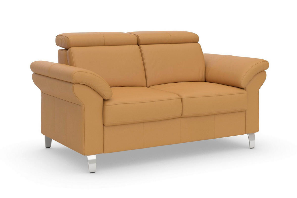 2-SITZER-SOFA ARNGAST E Currygelb Echtleder  - Chromfarben/Currygelb, Basics, Leder/Textil (156/84/93cm) - Sit & More