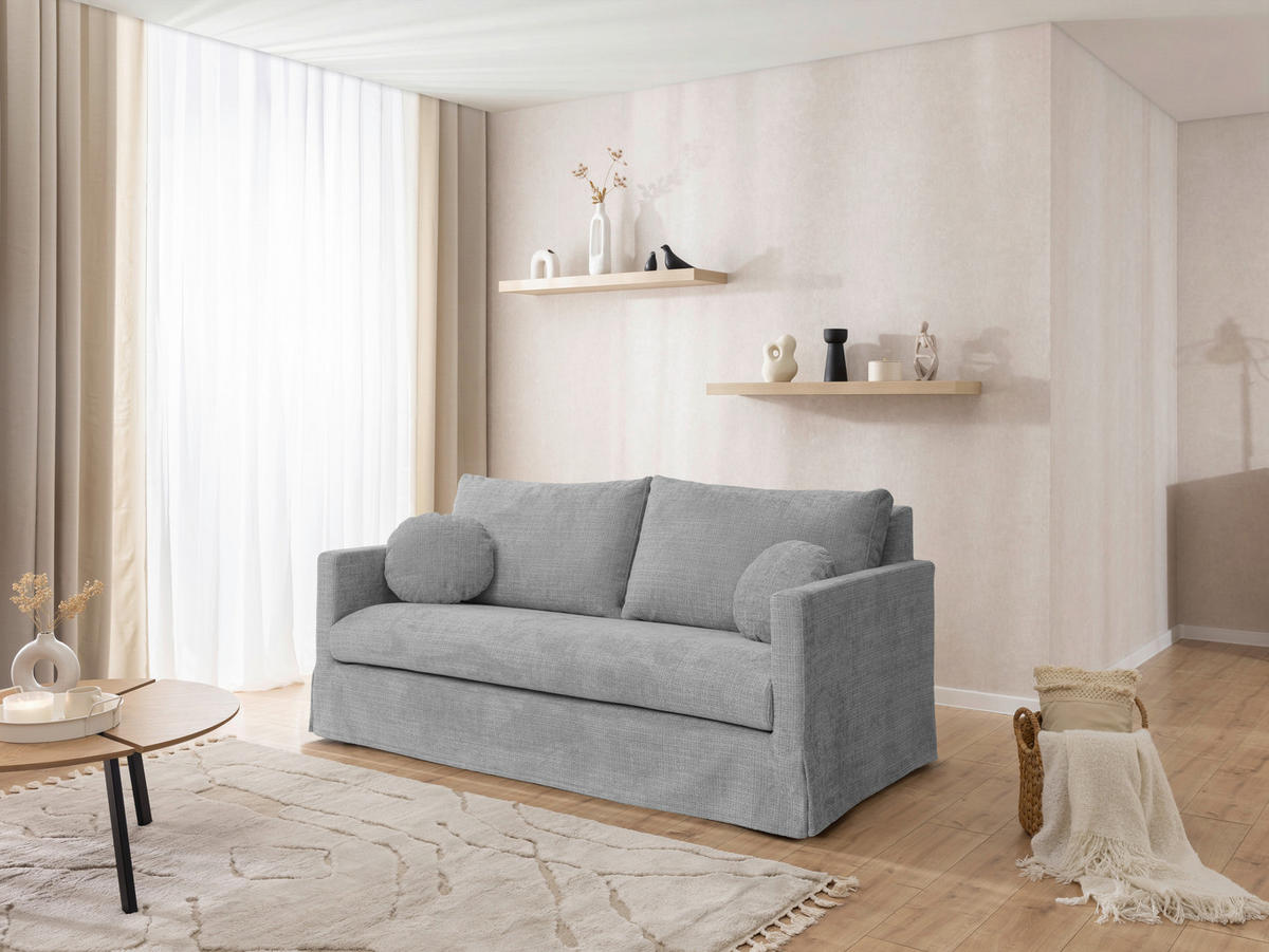 3-SITZER-BEZUG - Hellgrau, Design, Textil (195/89/95cm) - P & B