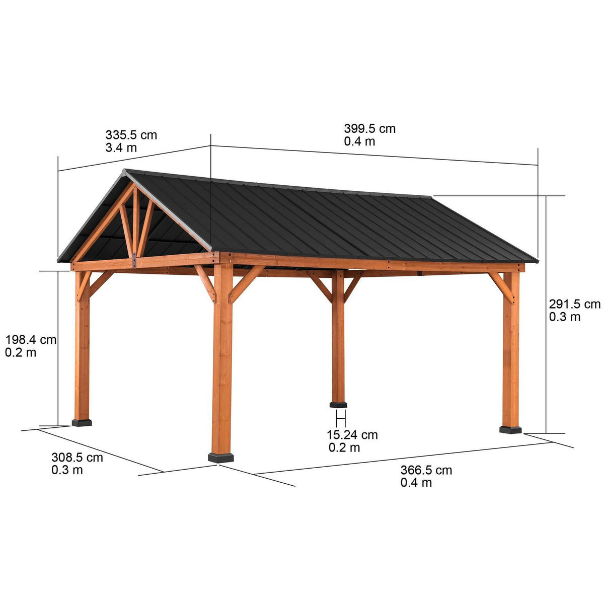 PAVILLON 399,5/291,5/335,5 cm   - Anthrazit, Basics, Holz/Kunststoff (399,5/291,5/335,5cm)