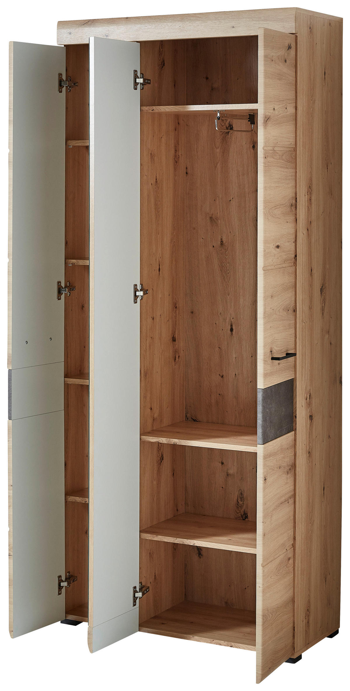 GARDEROBE 6-teilig  in 282/201/40 cm  - Eiche Artisan/Grau, Design, Glas/Holzwerkstoff (282/201/40cm) - Voleo