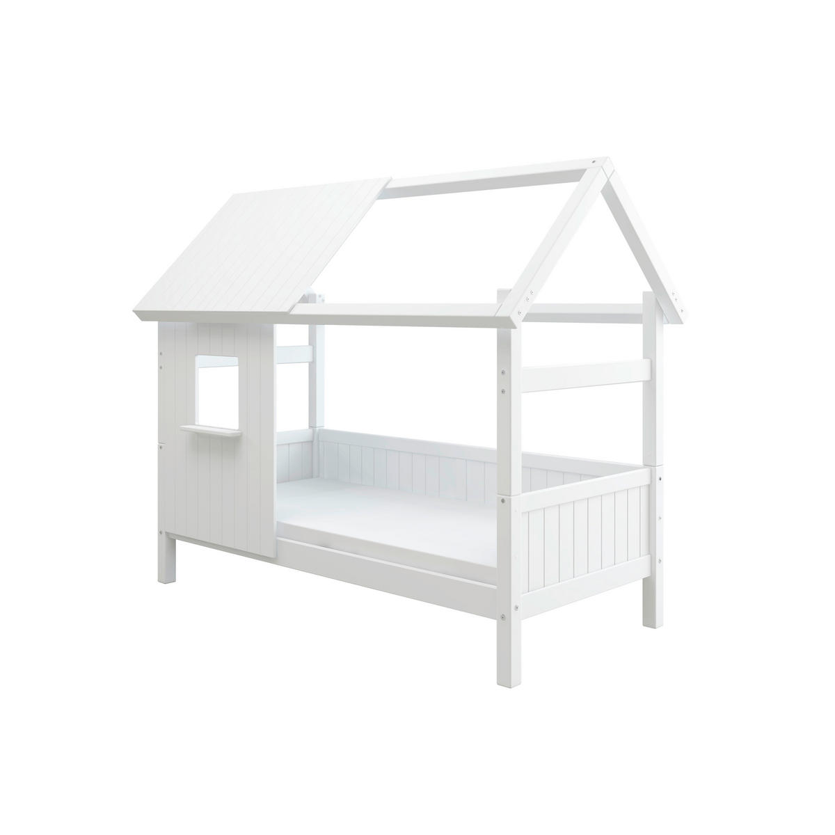 HAUSBETT 90/200 cm,  in Weiß, Rollrost  - Weiß, MODERN, Holz (90/200cm) - Chameo