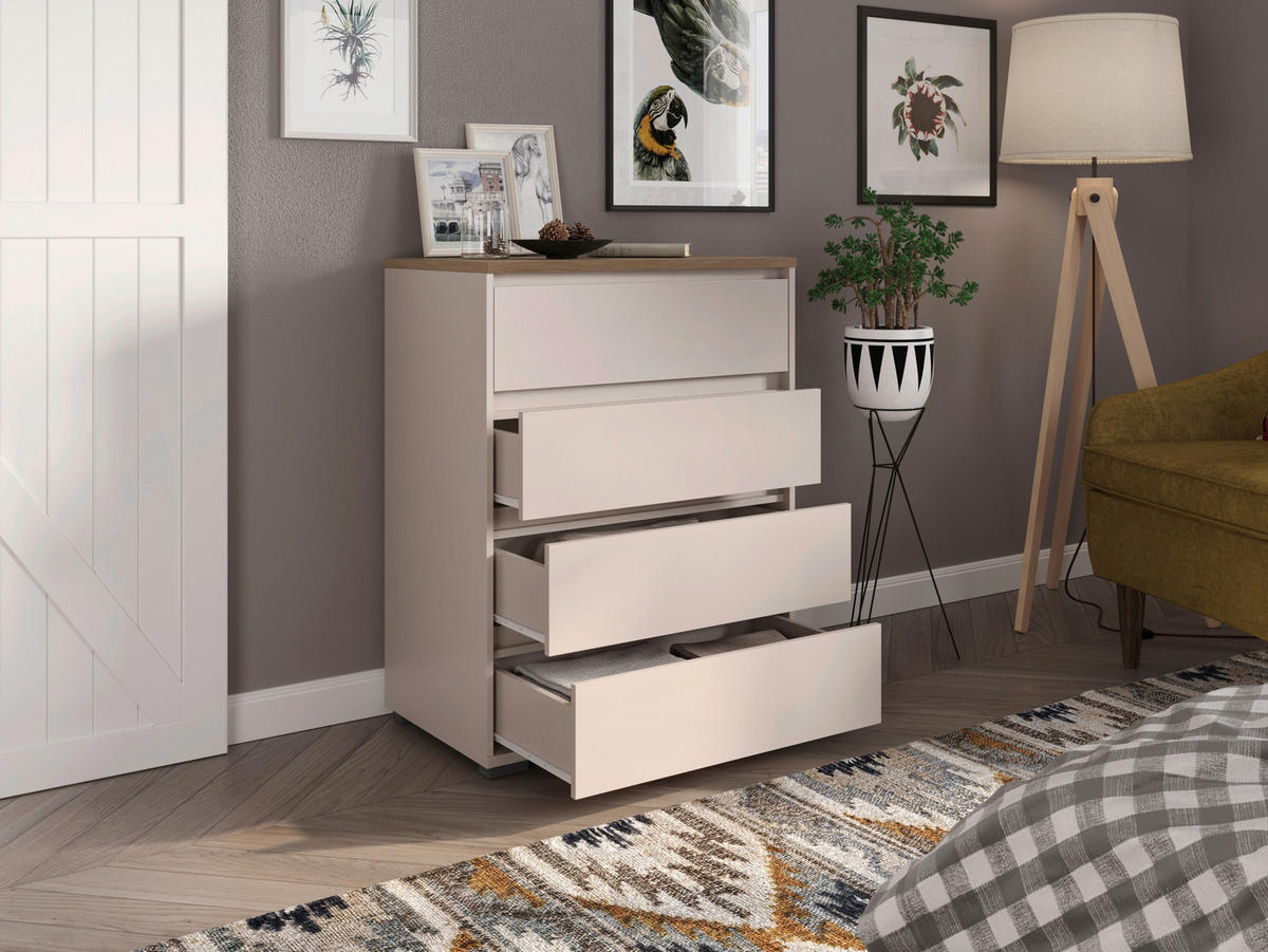 KOMMODE , 80/103/48 cm, 4 Schublade(n)  - Kaschmir/Anthrazit, Design, Holzwerkstoff/Kunststoff (80/103/48cm) - Carryhome