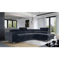 ECKSOFA Dunkelgrau  - Dunkelgrau/Silberfarben, Design, Textil/Metall (278/205cm) - MID.YOU