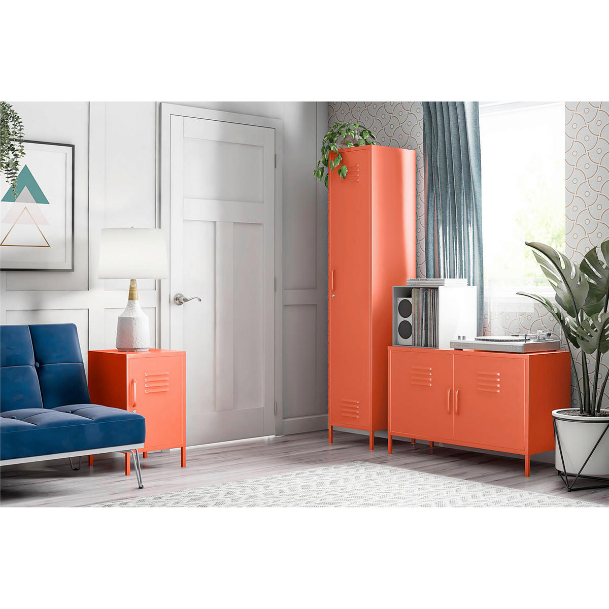 HIGHBOARD Cache  in 80/101/40 cm  - Orange, Design, Metall (80/101/40cm) - MID.YOU