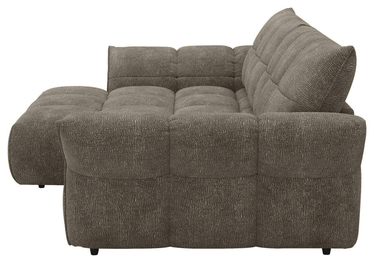 ECKSOFA Graubraun Chenille Rücken echt  - Graubraun/Schwarz, Design, Kunststoff/Textil (177/312cm) - Welnova