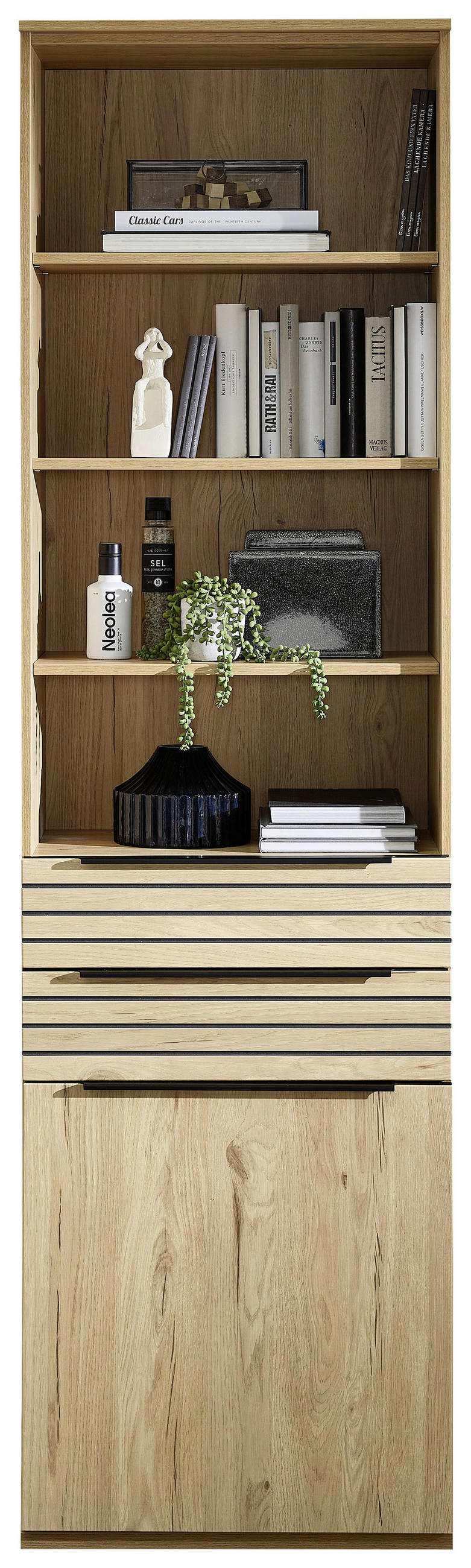 REGAL Eichefarben  60/215/40 cm  - Eichefarben/Schwarz, KONVENTIONELL, Holzwerkstoff/Kunststoff (60/215/40cm) - Venda