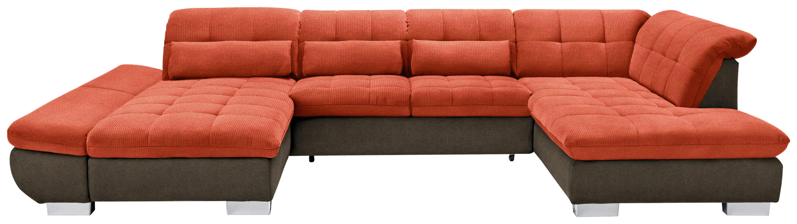 WOHNLANDSCHAFT in Mikrofaser Orange  - Chromfarben/Orange, Design, Kunststoff/Textil (204/350/211cm) - Xora