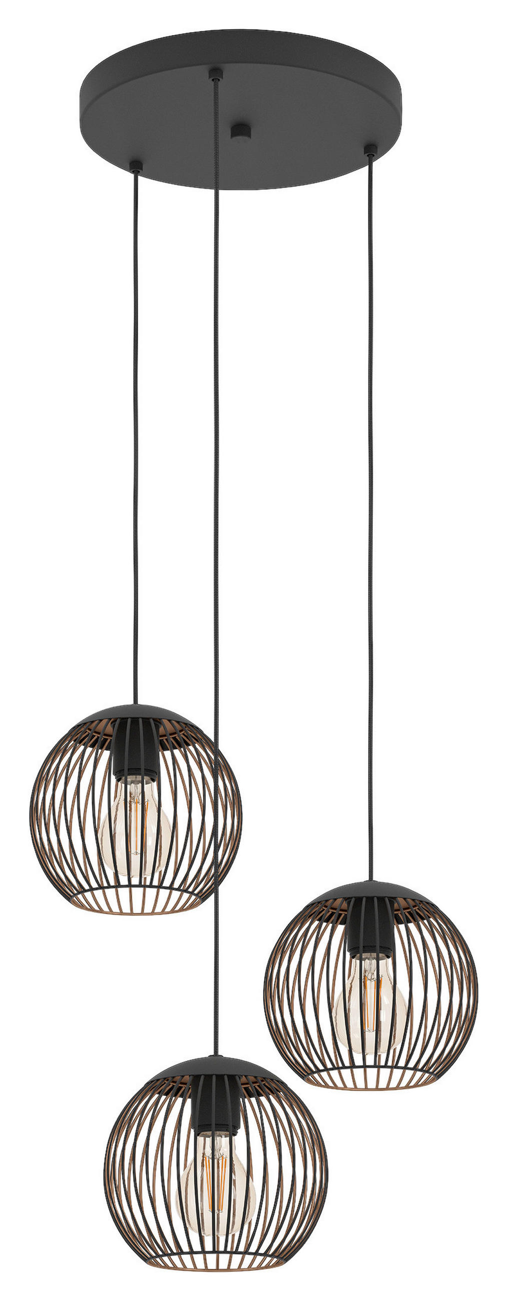 FÜGGŐLÁMPA 46,5/130 cm  - fekete/bronzszínű, Trend, fém (46,5/130cm) - Eglo