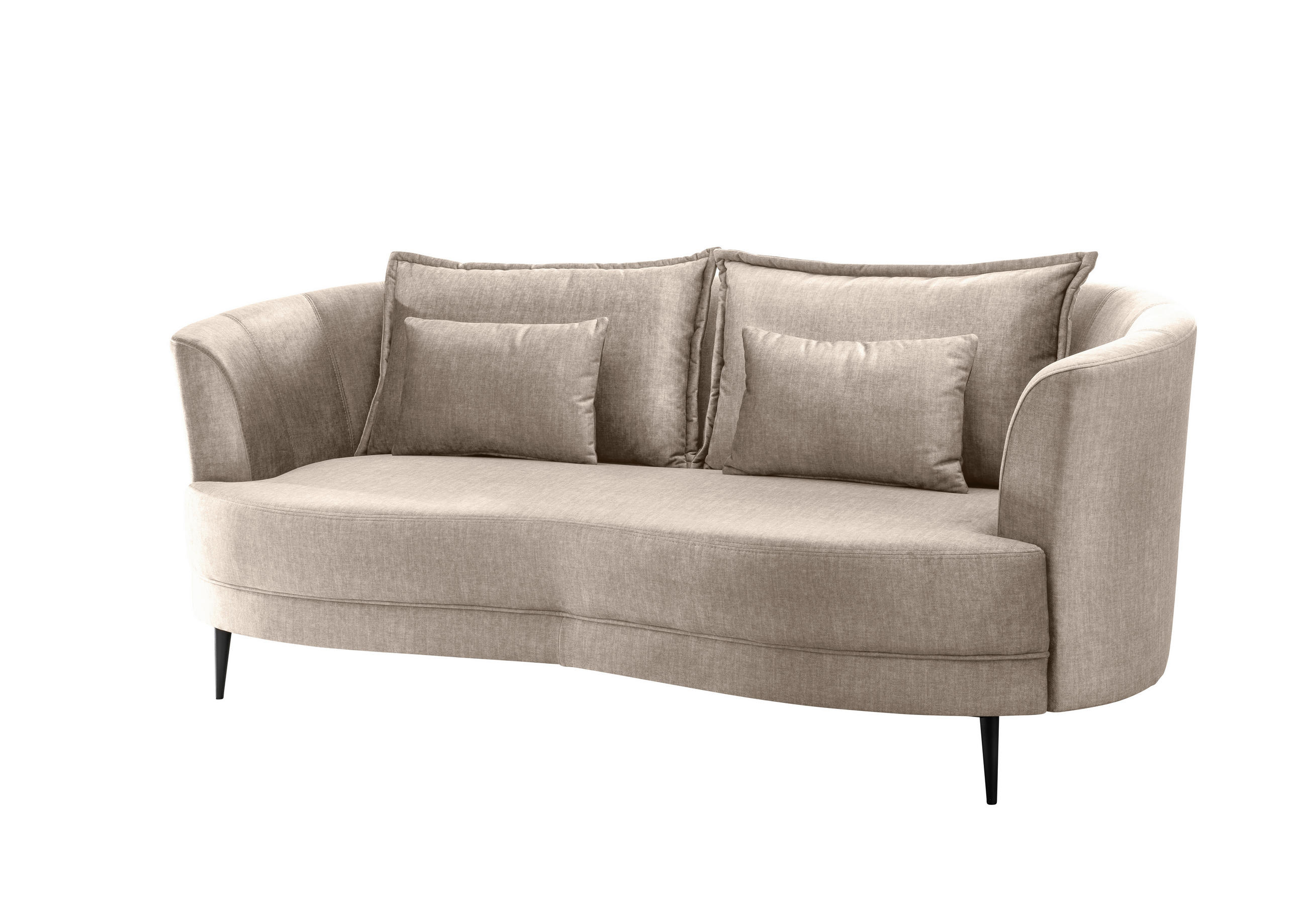 3-SITZER-SOFA in Velours Beige  - Beige/Schwarz, MODERN, Textil/Metall (209/85/101cm) - Livetastic