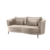 3-SITZER-SOFA in Velours Beige  - Beige/Schwarz, Modern, Textil/Metall (209/85/101cm) - Livetastic