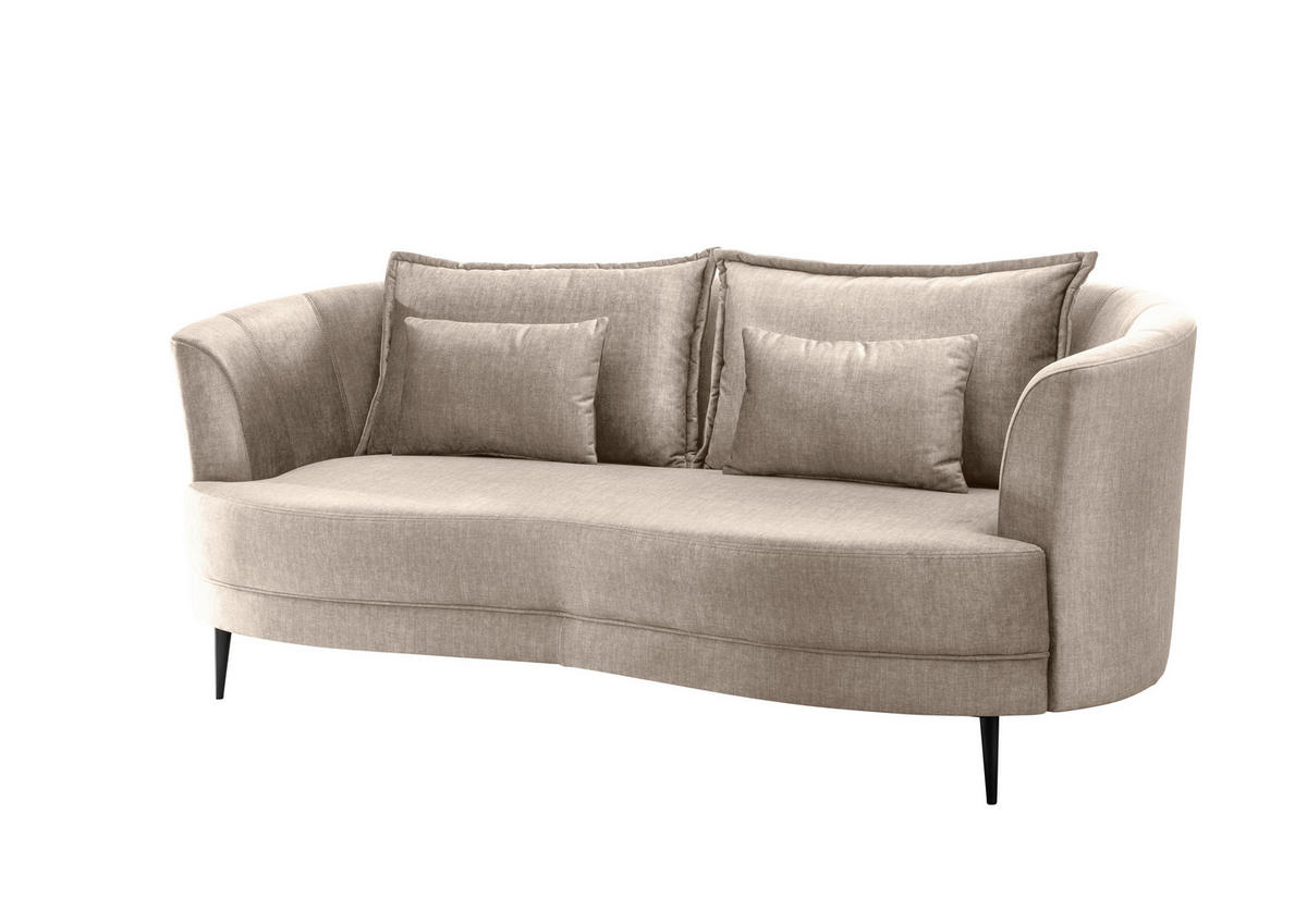 3-SITZER-SOFA in Velours Beige  - Beige/Schwarz, Modern, Textil/Metall (209/85/101cm) - Livetastic