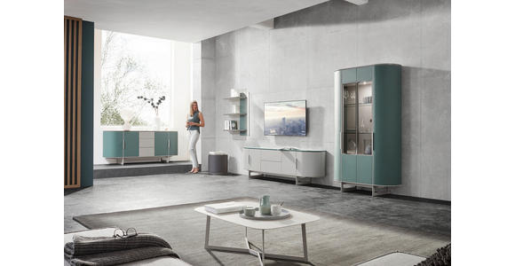 LOWBOARD 220/65/45 cm - Blau/Beige, Design, Holzwerkstoff/Metall (220/65/45cm) - Ambiente