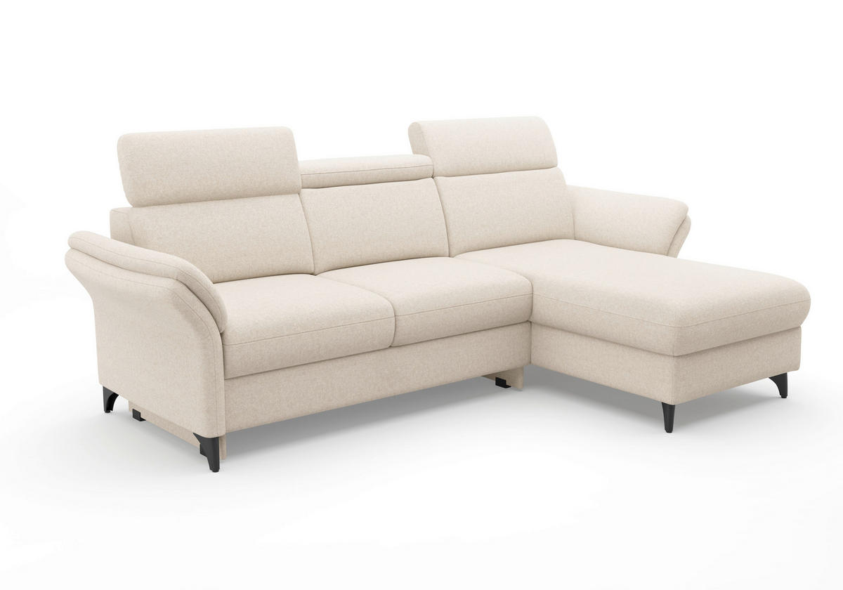 ECKSOFA GLENDALE E Creme Flachgewebe  - Creme/Schwarz, KONVENTIONELL, Textil/Metall (253/166cm) - Sit & More