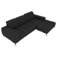 ECKSOFA Anthrazit Flachgewebe Rücken echt, Kopfteilverstellung, Sitztiefenverstellung  - Anthrazit/Schwarz, KONVENTIONELL, Kunststoff/Textil (273/171cm) - Carryhome