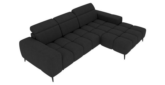 ECKSOFA Anthrazit Flachgewebe Rücken echt, Kopfteilverstellung, Sitztiefenverstellung  - Anthrazit/Schwarz, KONVENTIONELL, Kunststoff/Textil (273/171cm) - Carryhome