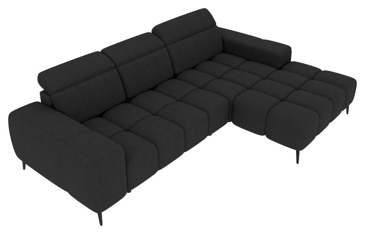 ECKSOFA Anthrazit Flachgewebe Rücken echt, Kopfteilverstellung, Sitztiefenverstellung  - Anthrazit/Schwarz, KONVENTIONELL, Kunststoff/Textil (273/171cm) - Carryhome