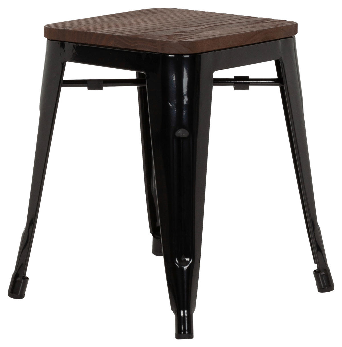 HOCKER Ulme Schwarz, Dunkelbraun  - Dunkelbraun/Schwarz, Basics, Holz/Metall (39/46/39cm) - MID.YOU