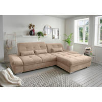 ECKSOFA Chenille Hellbraun  - Chromfarben/Hellbraun, Modern, Textil/Metall (300/196cm) - Livetastic