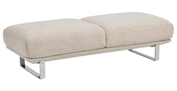 HOCKER in Textil Champagner - Chromfarben/Champagner, Design, Textil/Metall (160/44/60cm) - Dieter Knoll
