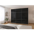 SCHWEBETÜRENSCHRANK 301/223/68 cm 3-türig Schwarz, Weiß  - Alufarben/Schwarz, KONVENTIONELL, Glas/Holzwerkstoff (301/223/68cm) - Novel