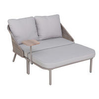 DOPPELLIEGE 142/82/128 cm Rattan  - Naturfarben/Grau, Basics, Holz/Kunststoff (142/82/128cm) - Modante
