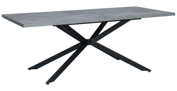 ESSTISCH 160-200/100/76 cm Nachbildung  Metall, Holzwerkstoff ausziehbar rechteckig Grau, Schwarz  - Schwarz/Grau, Design, Holzwerkstoff/Metall (160-200/100/76cm) - Carryhome
