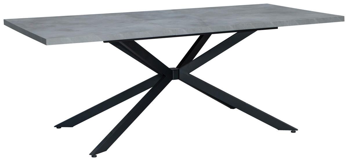 ESSTISCH Grau, Schwarz rechteckig  ausziehbar  - Schwarz/Grau, Design, Holzwerkstoff/Metall (160-200/100/76cm) - Carryhome