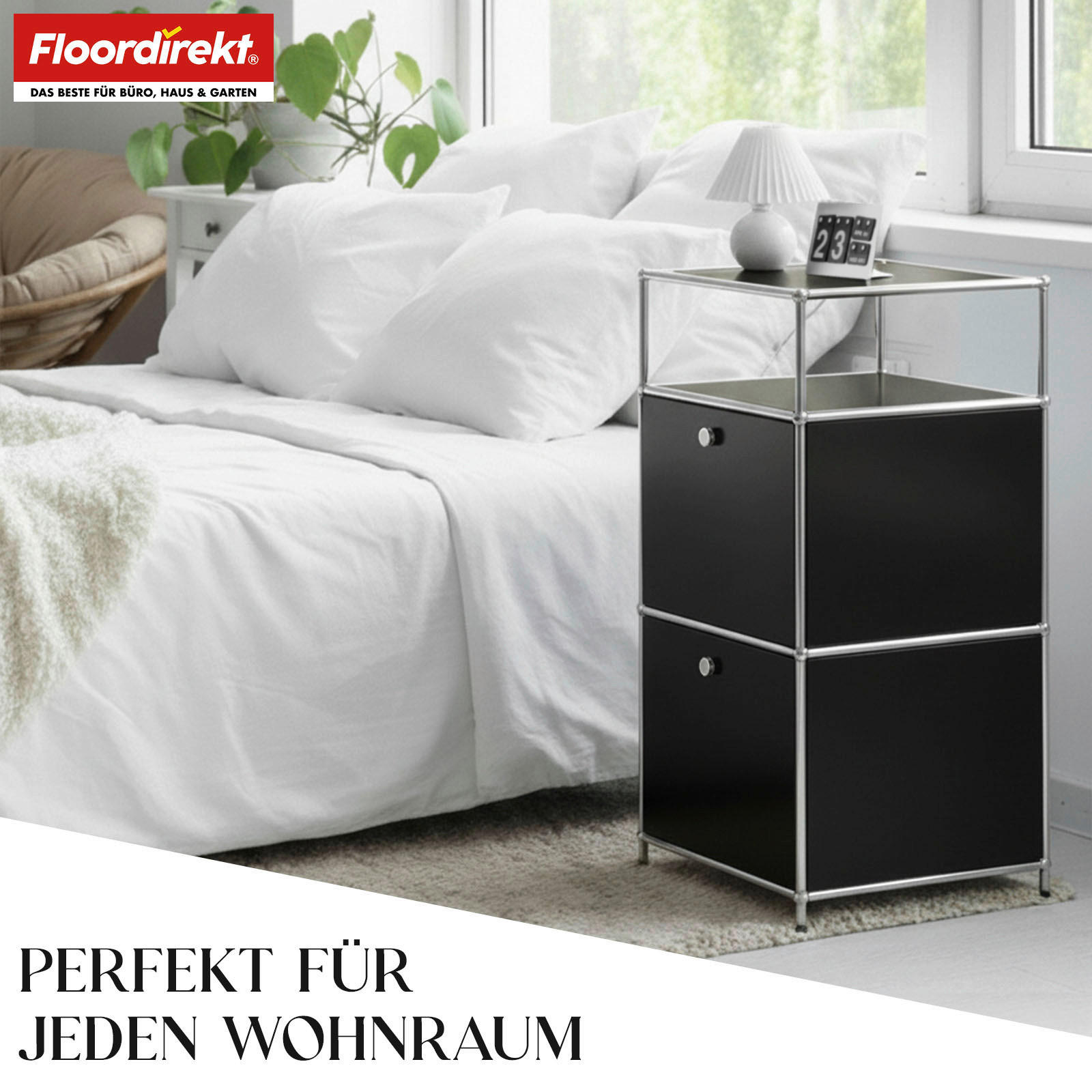 STANDREGAL Schwarz  - Schwarz, Basics, Metall (50/100/40cm) - Floordirekt