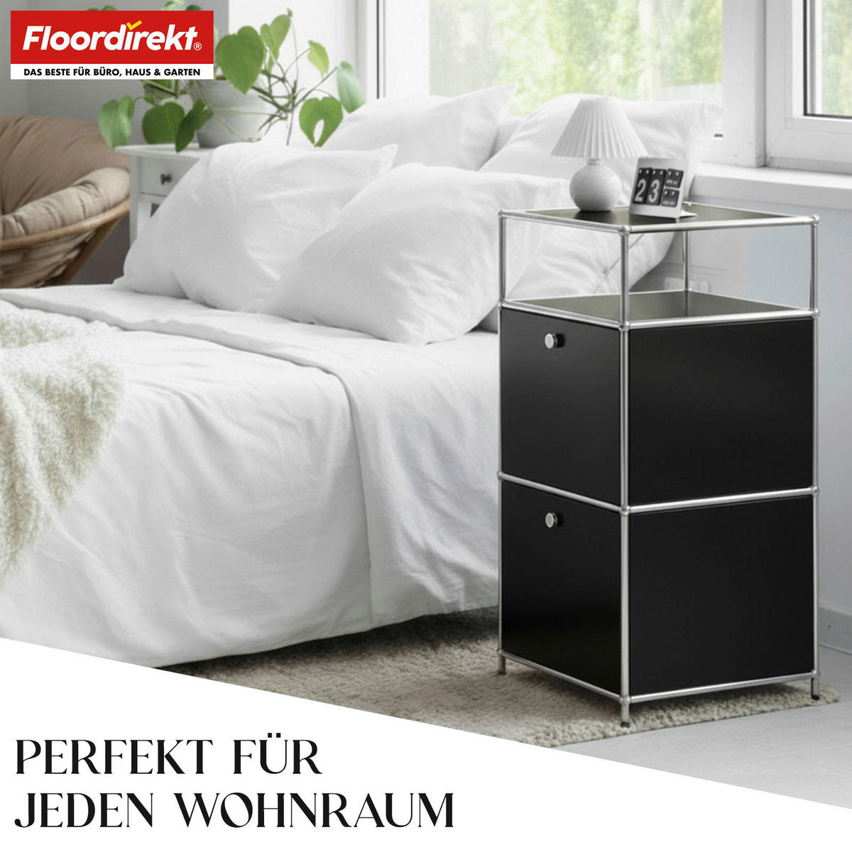 STANDREGAL Schwarz  - Schwarz, Basics, Metall (50/100/40cm) - Floordirekt