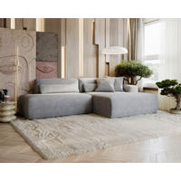 ECKSOFA REVE in Chenille Hellgrau  284/160 cm  - Hellgrau/Schwarz, Design, Kunststoff/Textil (284/160cm) - Livetastic
