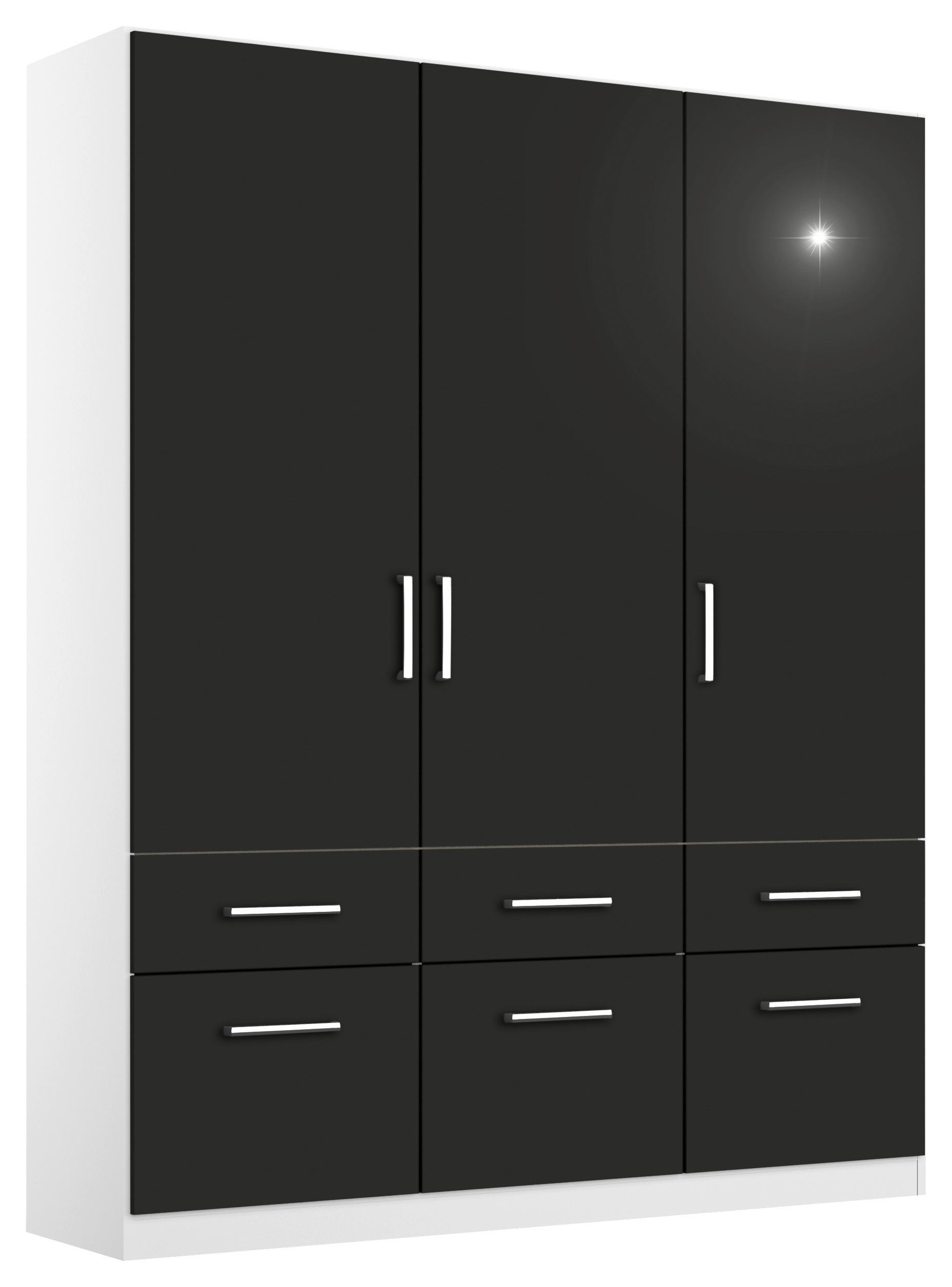 DREHTÜRENSCHRANK  in Weiß, Grau  - Chromfarben/Weiß, MODERN, Holzwerkstoff/Kunststoff (136/210/54cm) - Rauch Möbel