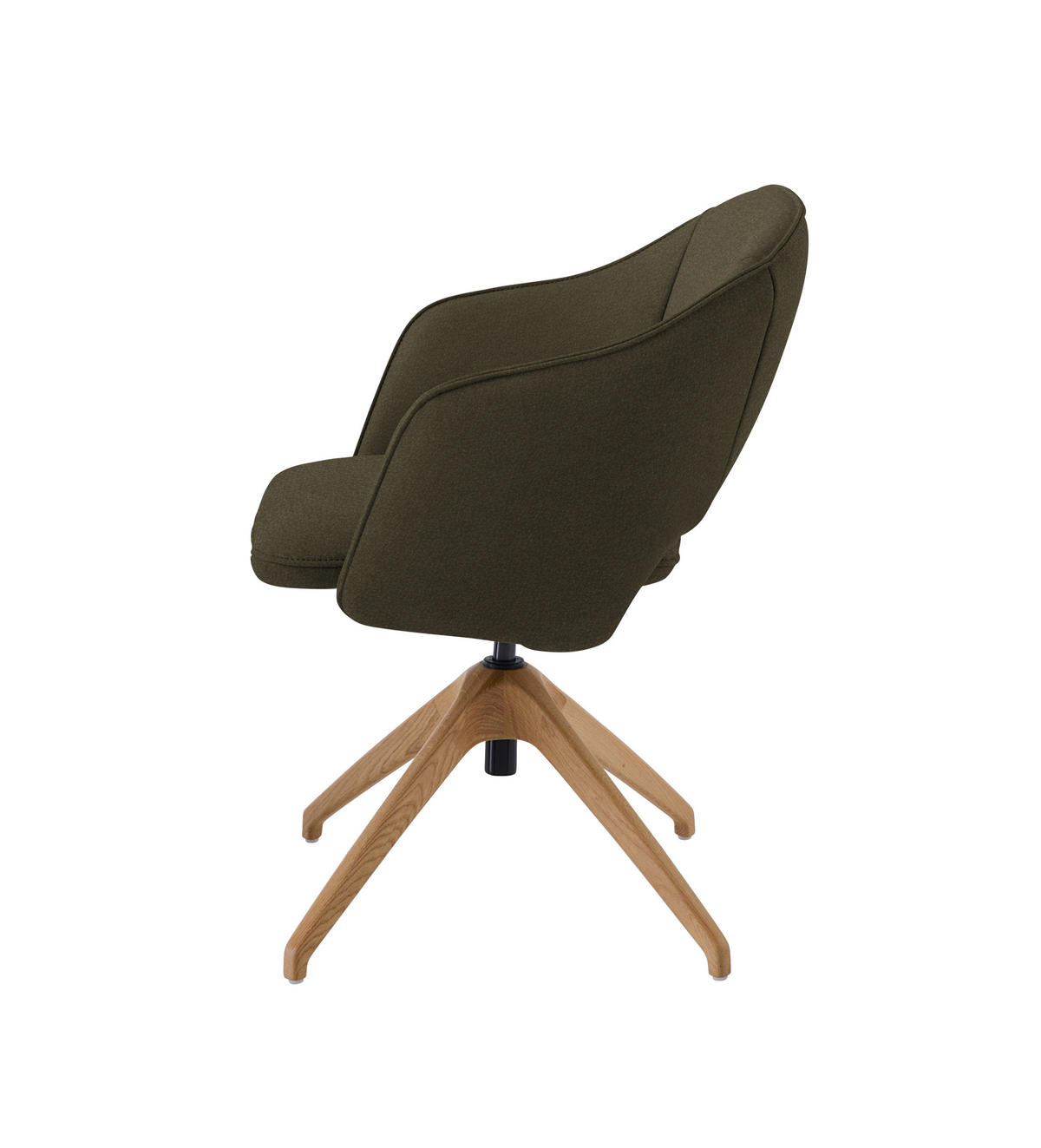 ARMLEHNSTUHL  in Echtleder naturbelassen  - Wildeiche/Olivgrün, Design, Leder/Holz (63/74-90/57-73cm) - Koinor