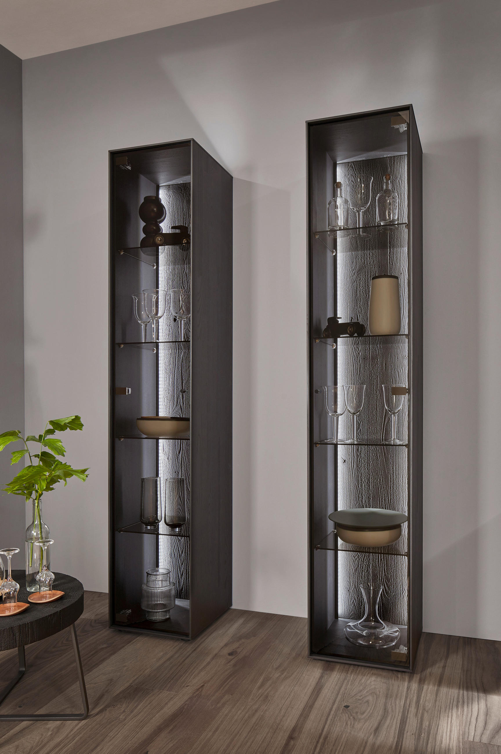 VITRINE Anthrazit  39/204/44 cm  - Anthrazit, Design, Glas/Holz (39/204/44cm) - Johann Jakob