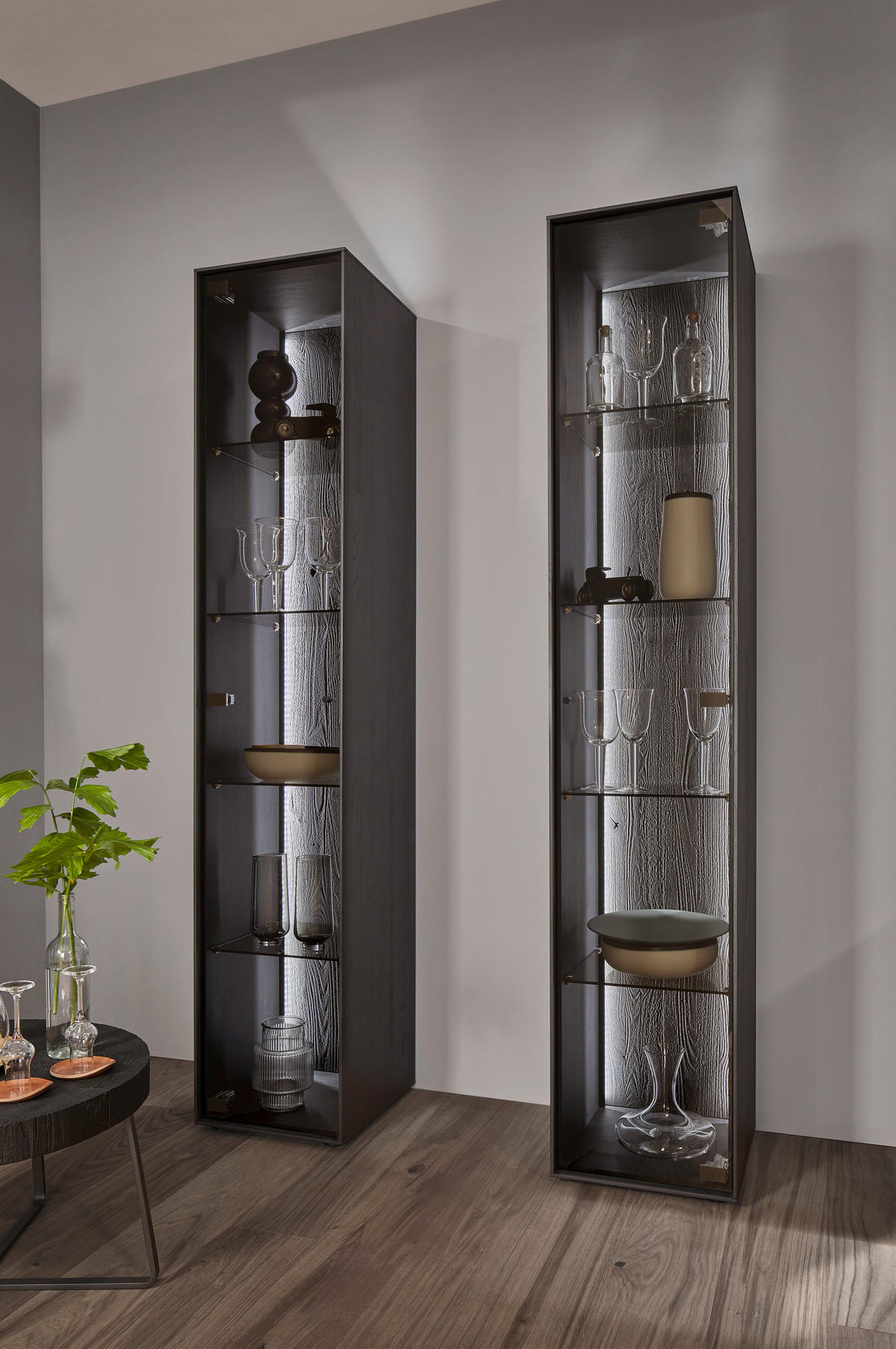 VITRINE Anthrazit  39/204/44 cm  - Anthrazit, Design, Glas/Holz (39/204/44cm) - Johann Jakob