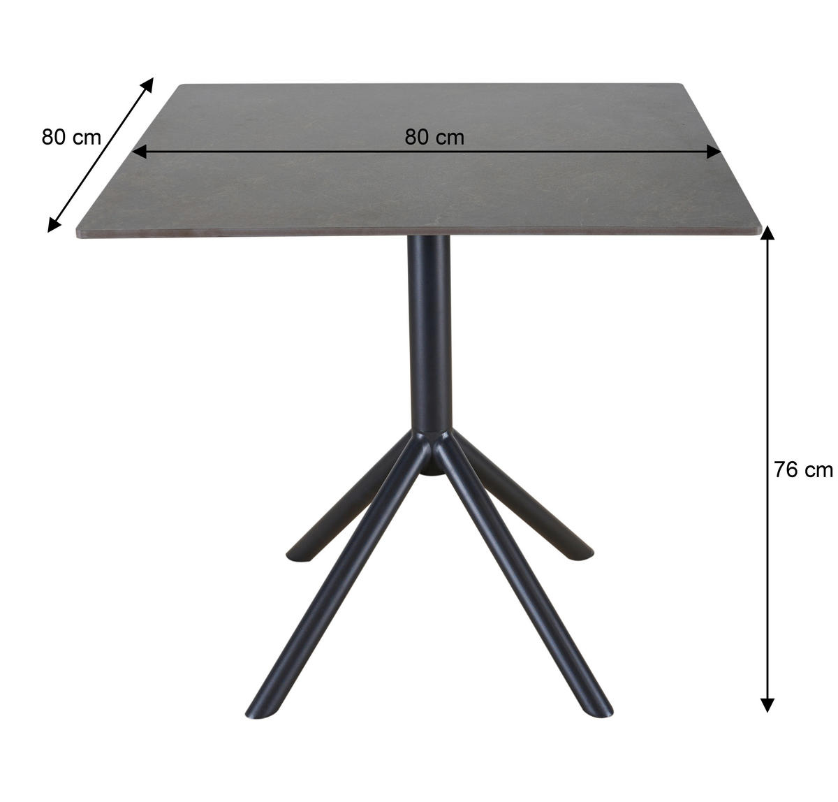 ESSTISCH 80/80/76 cm  Metall, Stein quadratisch Schwarz  - Schwarz, MODERN, Stein/Metall (80/80/76cm) - Carryhome