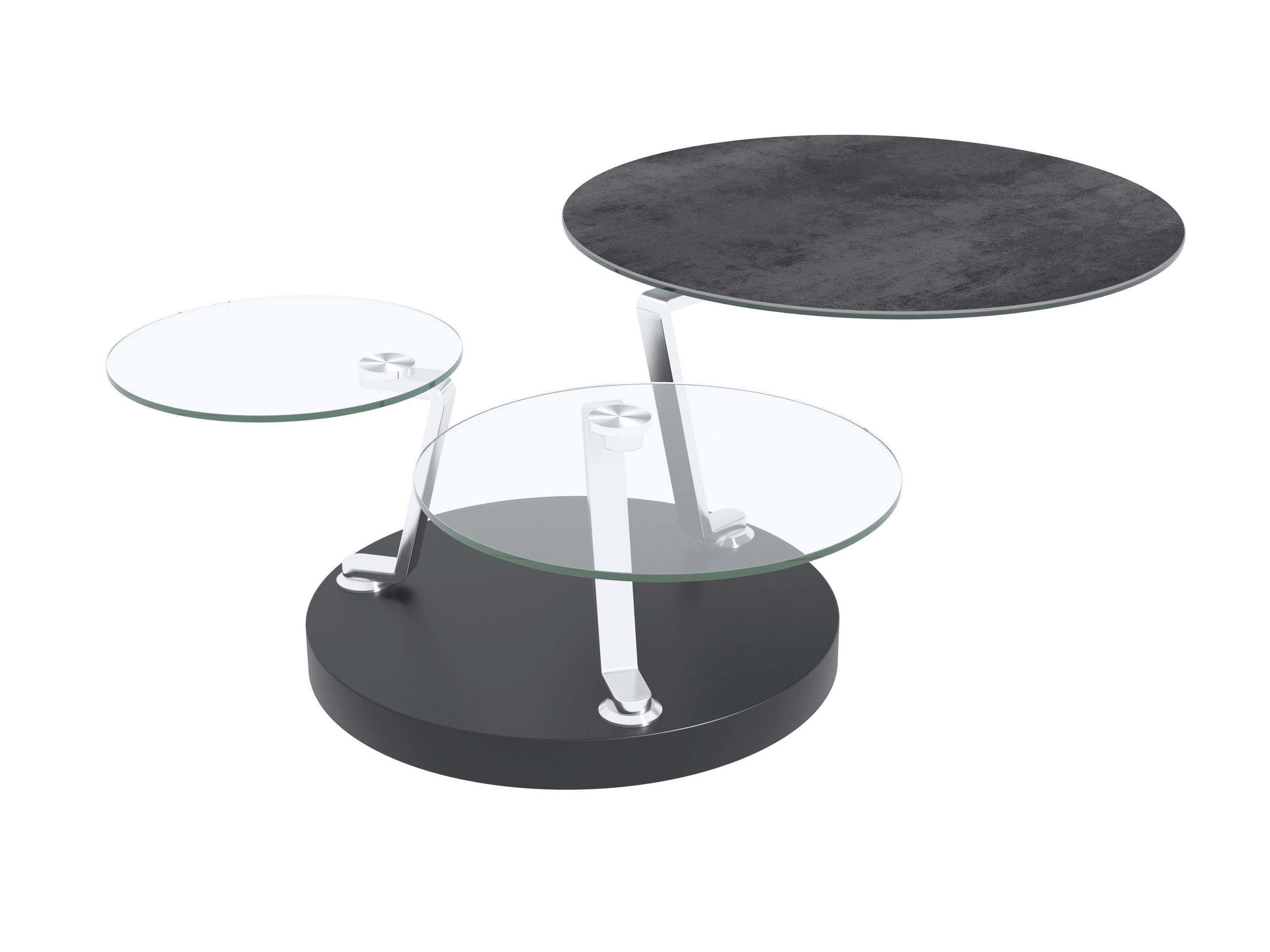 COUCHTISCH Metall, Glas, Keramik 77-132/77/43 cm  - Chromfarben/Silberfarben, Design, Glas/Keramik (77-132/77/43cm) - Dieter Knoll