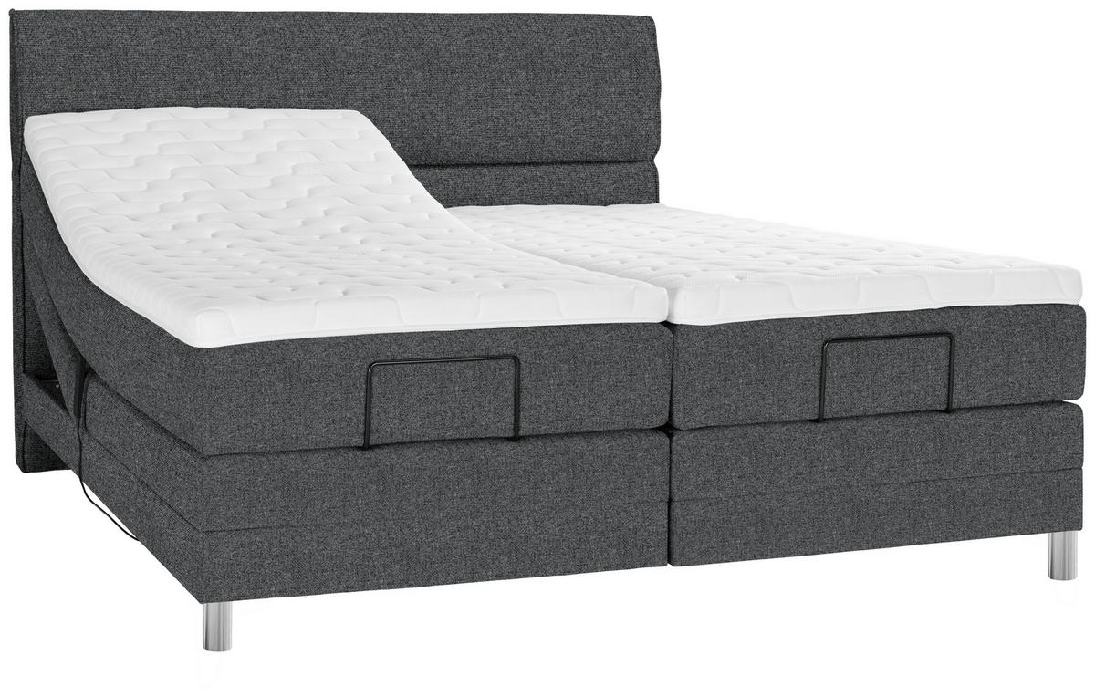 BOXSPRINGBETT 180/200 cm  in Anthrazit  - Chromfarben/Anthrazit, Konventionell, Kunststoff/Textil (180/200cm) - Voleo