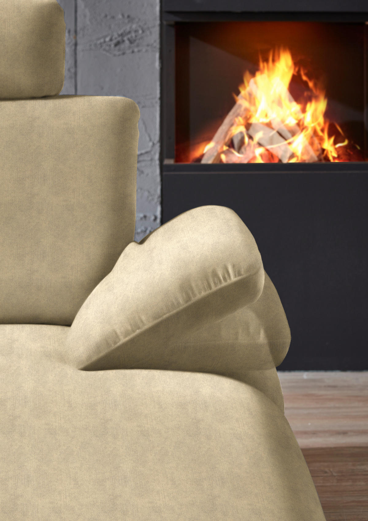 WOHNLANDSCHAFT in Velours Cappuccino  - Schwarz/Cappuccino, Design, Textil/Metall (208/344/180cm) - Dieter Knoll