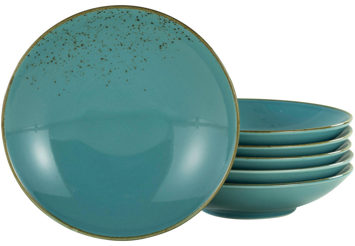 SUPPENTELLERSET 6-teilig  - Türkis, Trend, Keramik (22cm) - Creatable