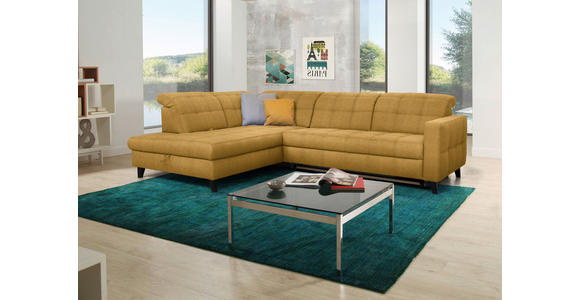 ECKSOFA  in Webstoff Currygelb  216/297 cm  - Currygelb/Schwarz, Design, Holz/Textil (216/297cm) - Xora