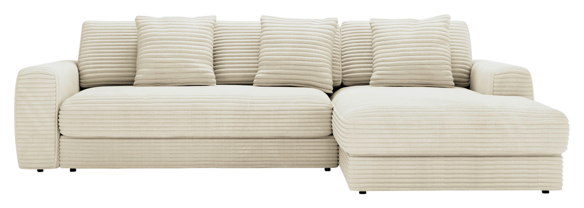 ECKSOFA in Cord Creme  302/182 cm  - Creme/Schwarz, MODERN, Kunststoff/Textil (302/182cm) - Carryhome