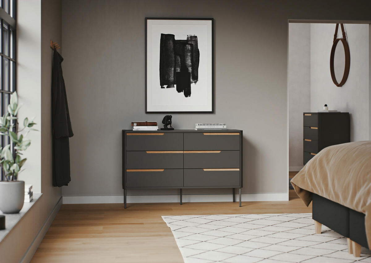 KOMMODE  in 130/83/45 cm  - Eichefarben/Anthrazit, Design, Holz/Holzwerkstoff (130/83/45cm)