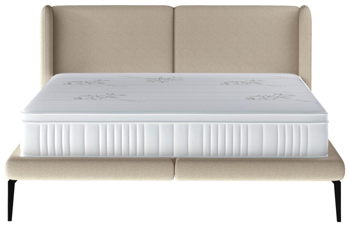 Polsterbett inkl. Matratze 180/200 cm  in Cognac  - Weiss/Cognac, Modern, Textil/Metall (180/200cm) - Livetastic