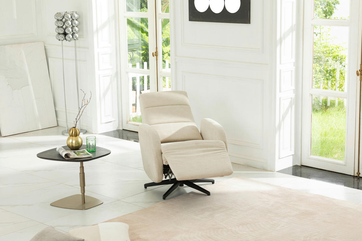 RELAXSESSEL Webstoff, Struktur    - Beige/Schwarz, MODERN, Textil/Metall (67/108/72/88/160cm) - MID.YOU