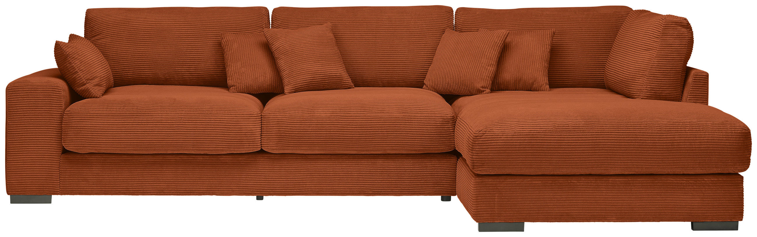 ECKSOFA Kupferfarben Cord  - Schwarz/Kupferfarben, Design, Kunststoff/Textil (340/205cm) - Lomoco