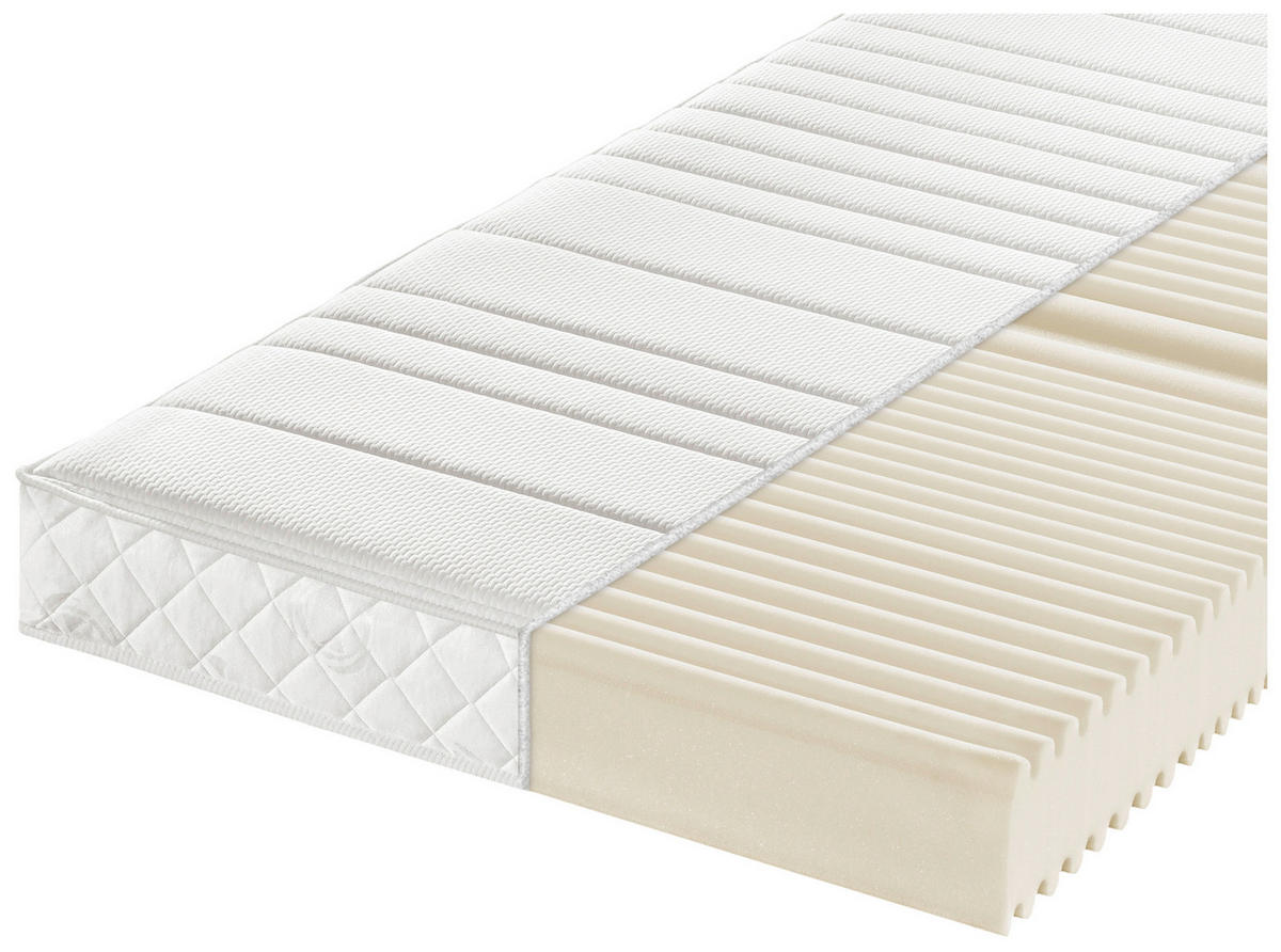 KOMFORTSCHAUMMATRATZE 90/200 cm, Höhe ca.: 16 cm, H2 = mittel, 7-Zonen - Weiß, Basics, Textil (90/200cm) - Sleeptex