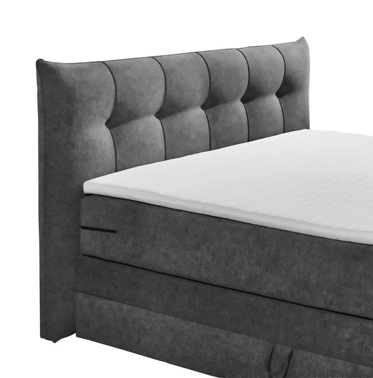 BOXSPRINGBETT 180/200 cm  in Anthrazit  - Anthrazit/Schwarz, KONVENTIONELL, Kunststoff/Textil (180/200cm) - Esposa