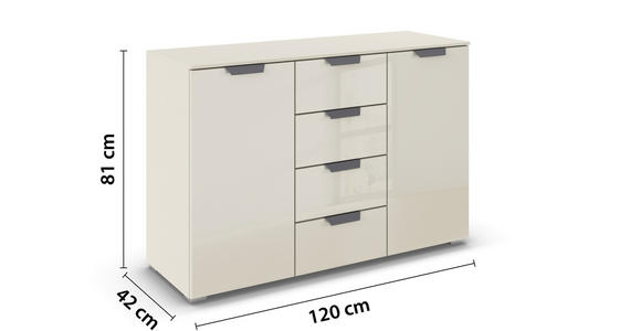 SIDEBOARD  in 120/81/42 cm  - Champagner/Dunkelgrau, Design, Glas/Holzwerkstoff (120/81/42cm) - Xora